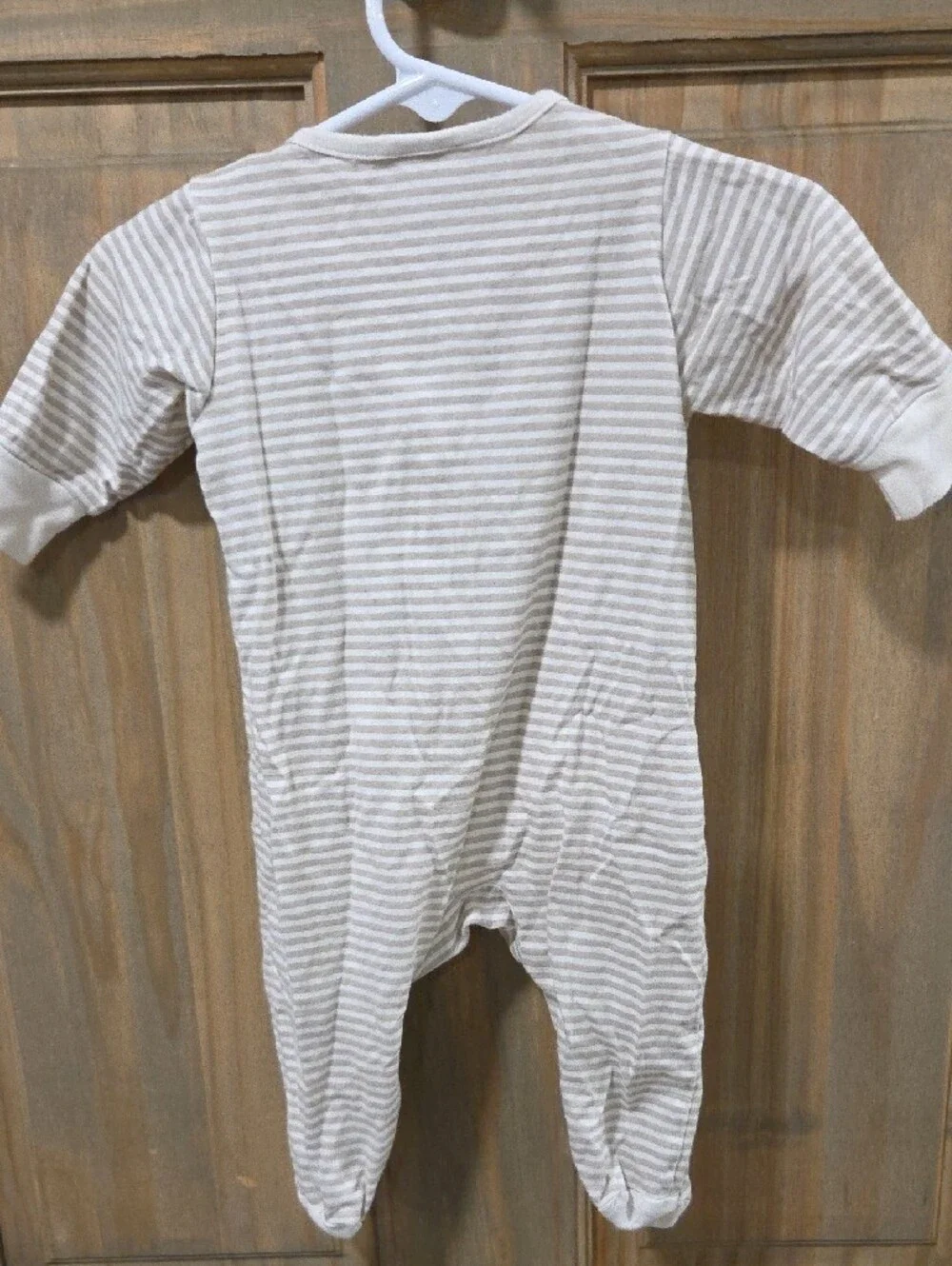 **BUNDLE & SAVE** Gerber Beige & White Striped Footie with Mint and Gray Animals
